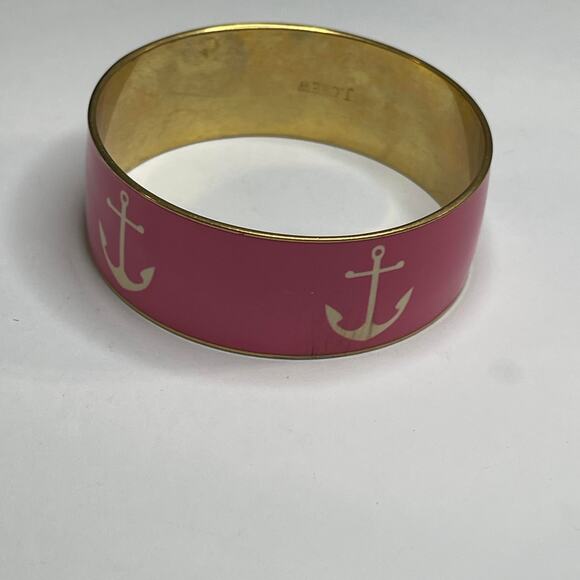 J. Crew bracelet costume signed jewelry pink bangle style anchor nautical preppy - Picture 6 of 12
